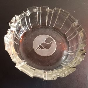 Signed Bormioli Rocco Italy Cut & Etched Crystal 6" Clear Ashtray.